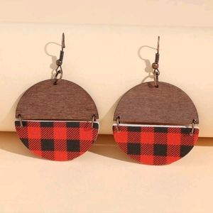 🍉5 for $25* Plaid Wood Earrings